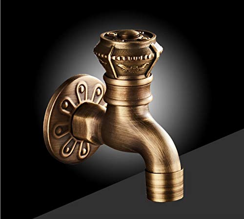 Grifo de agua fría de latón rústico para solucionar tomas exteriores y lavadora 5