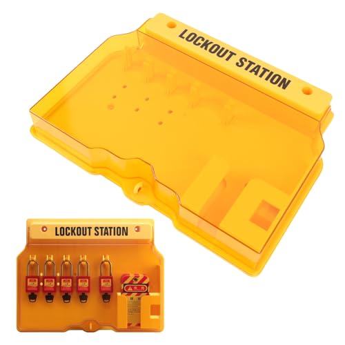 Lockout -Tagout -Station, Lock -Out -Kit -Kit -Board mit 3 -Pack -Sicherheitsschlosset, 2 HaSPs, 10, Wandmontage, PC Transparent