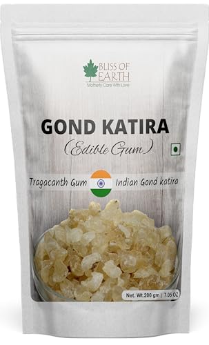 Bliss of Earth Gond Katira Pure Organic Edible Gum Tragacanth Gum Gond for Laddu Making & Sweets (200Gm)