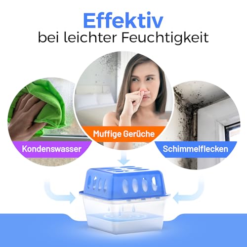 Idelia® 4x Luftentfeuchter + 9x 400g Nachfüllpacks - Raumentfeuchter für Bad, Keller uvm. bis 40m² + 9x Luftentfeuchter Granulat (4x Entfeuchter + 9x Nachfüllpacks) Baumarkt Fachhandel Qualität - Image 2