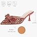 ADKGBE Women's Sparkling Rhinestone Bow Kitten Heel Mules Fashion Closed Pointed Toe Slip On low heel Backless slingback slides Sandals for Wedding Bridal Party Dress (Silver,10)