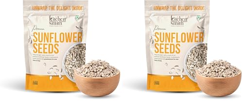 Image of KitchenSmith Premium Sunflower Seeds - 200gm | Packed With Protein | Fiber & Nutrients For Energy | Heart Health & Skin Glow | Rich In Dietary Fibre & Protein | Source of Iron (Pack of 2)