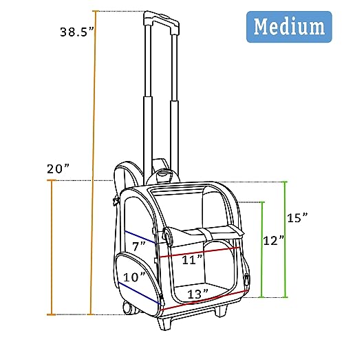 Snoozer Roll Around Travel Dog Carrier Backpack 4-in-1- Rolling Backpack Pet Carrier with Wheels for Cats & Dogs, Pet Stroller, Travel Bag for Pets Up to 15 Lbs - Medium, Red & Black