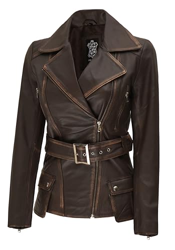Blingsoul Leather Jacket Women - Real Lambskin Long Womens Leather Jacket