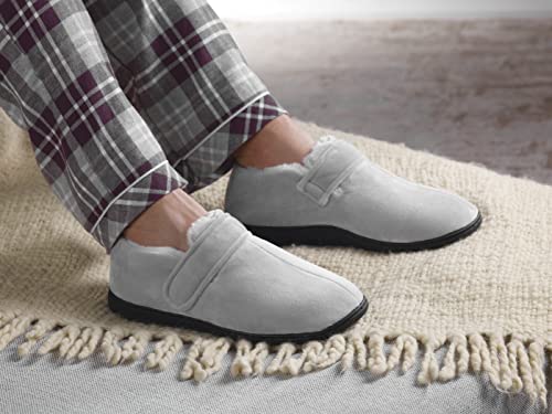 Silvert's Adaptive Clothing & Footwear Men’s Memory Foam Fleece Lined House Slippers for Seniors - Image 4