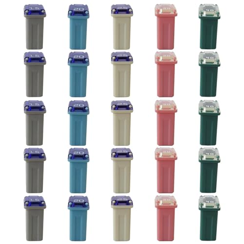 Kit de fusibles automotrices M-CASE nuevos, paquete de 25 fusibles microcartucho multicolor de 15 a 40 A para autos y SUV miniatura 2