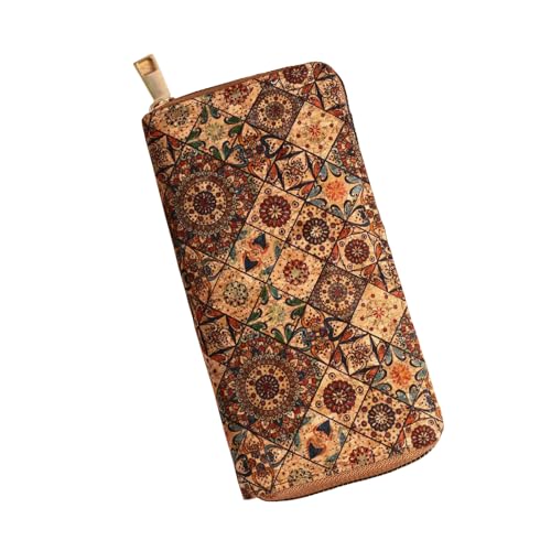 ESUKAR Advanced Multifunctional Wallet with Wood Grain, Portable Geometry, Multiple Card Slots, Personalized Artistic Retro Wood Grain, F, 7.67*3.85*0.18 inch