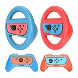 HEYSTOP Grip Kit Compatible with Nintendo Switch & 2021 OLED Model Joy-Con Grip Controller Racing Switch Steering Wheel, Comfort Handle for Kids Family Fun Special for Mario Kart 8 Deluxe (Red&Blue)