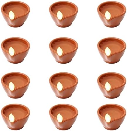 Aster Water Sensor LED Light Diya | Flameless & Smokeless Warm Ambient Tea Ligth Candles for Diwali , New Year Home / Mandir Decoration (24)