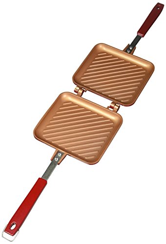 BulbHead Copper Flipwich Non-Stick Grilled Sandwich and Panini Maker ,Red,1 pack