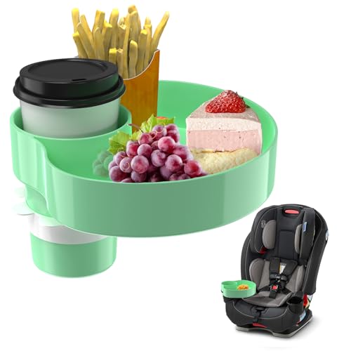 Image of Kids Car Seat Tray, Travel Tray with Cup Holder for Toddler Baby, Kids Car Seat Food Snack Organizer for Road Trip, Stroller snack Organizer Travel Must Haves Toddler Must Haves (Light Green, 1 PCS)