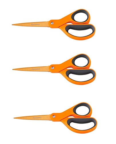 Fiskars 01-004244J Premier Softgrip Titanium Straight Adult Scissors, 8 Inch, Orange (3)