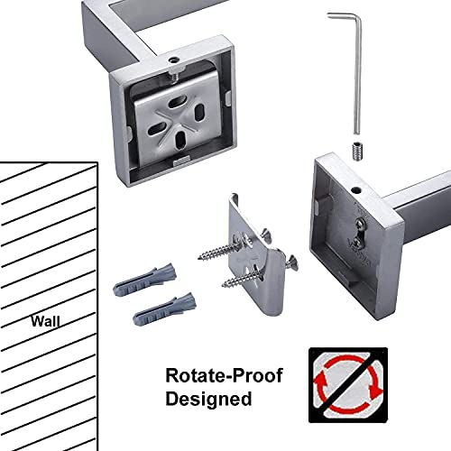 Brushed Nickel Bathroom Hardware Set 3 Pieces Sus304 Stainless Steel Square Wall Mounted Set Including Toilet Paper Holder, Robe Towel Hooks,Bathroom Accessories Kit #TOP5