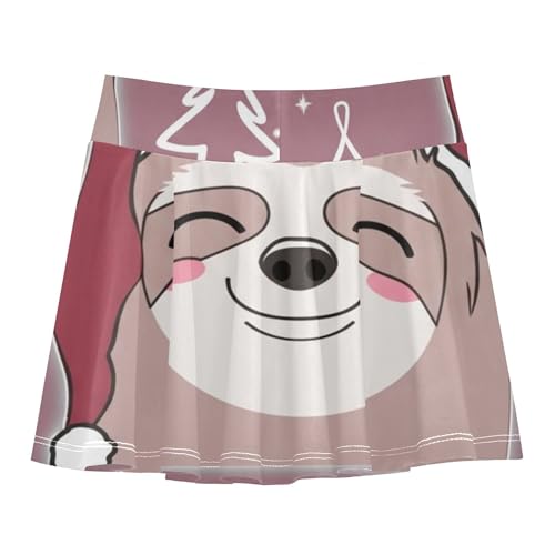 Joisal Cute Comfy Girls Skorts Athletic Shorts Tennis Skirts Toddler School Cute Sloth Christmas 4t2