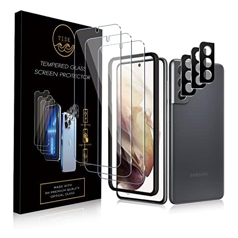 Tide Optics Screen & Camera Protector For Samsung S22+ 6.6-Inch, Tempered Glass Film Easy To Install, Case Friendly (3+3 Pack) Cover