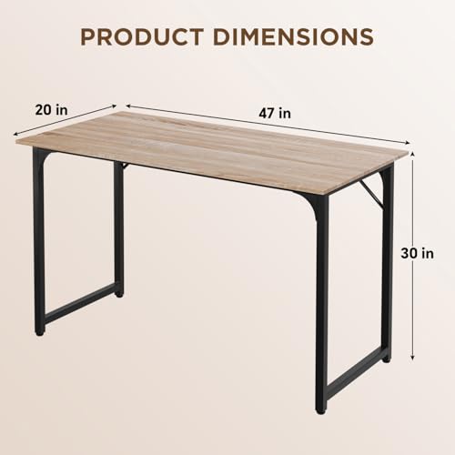 Image of PayLessHere | 47 Inch Computer Desk | Nature | Sturdy Office Desk | Metal Frame, Adjustable Feet | Water-Resistant, Scratchproof Surface | Writing Table for Home Office or Study | Pack of 1
