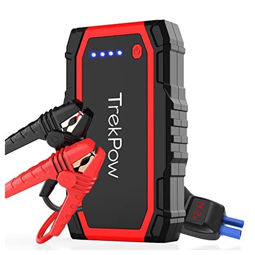 TrekPow A18 Arrancador de Coches 800A, Jump Starter con Pinzas Inteligentes, Banco de Baterías con USB QC3.0 & Tipo C, Diseñado para 12V 6L Diésel y 5L Gasolina