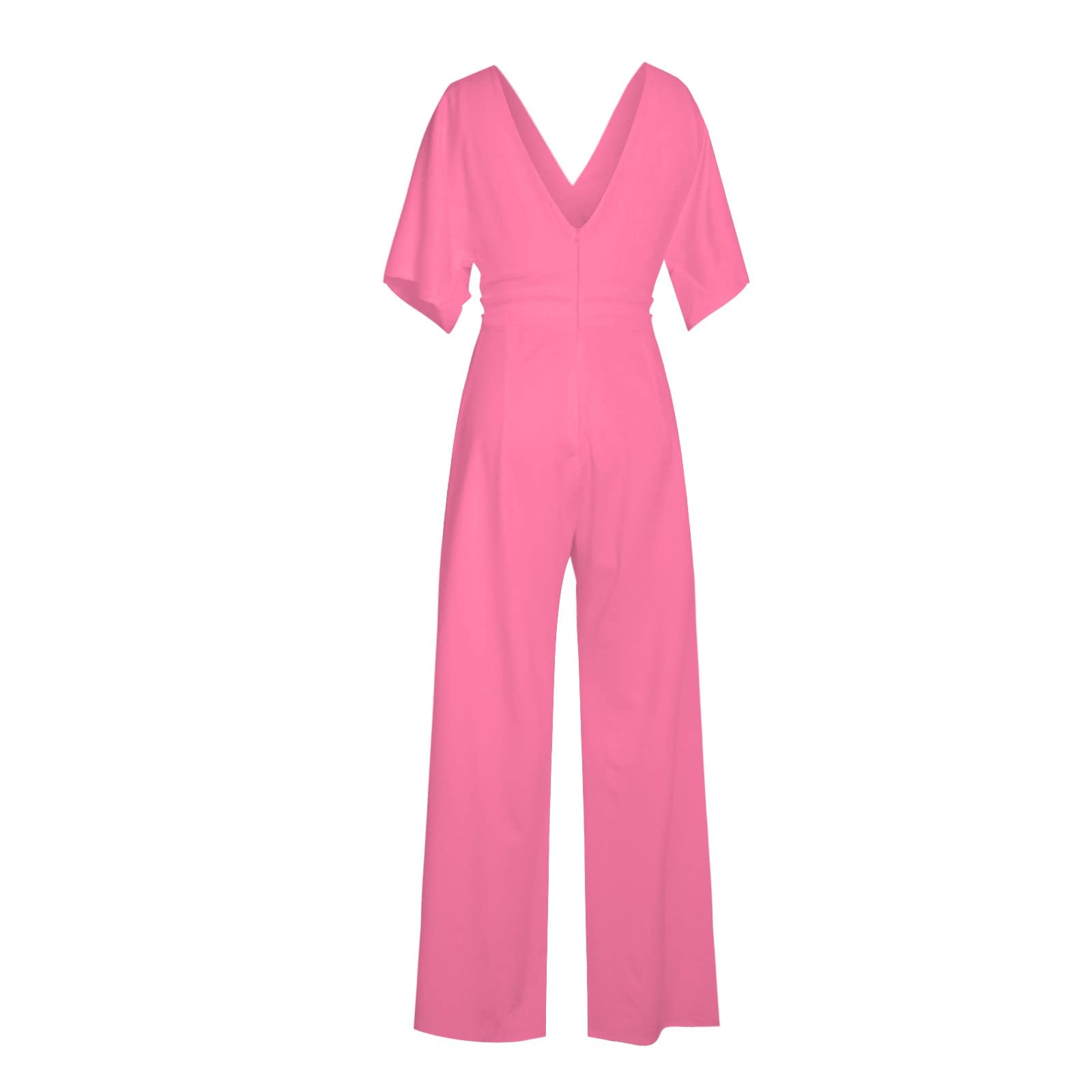 Jumpsuit Damen Sommer Lang, Overall Damen Elegant, Romper Einteiler Kostüm, Playsuit Outfit Frauen Komplett, Kurzarm Leicht Eleganter Jumpsuit Damen Festlich Weites Bein Musselin Jumpsuit Damen