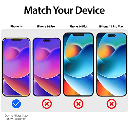 DOME GLASS Whitestone [Perfect Full Coverage] Tempered Glass Screen Protector for iPhone 14 with UV lamp [2Pack]
