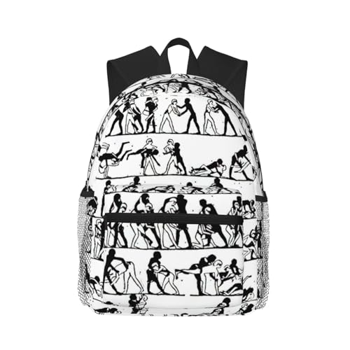 Sac à dos imperméable et décontracté imprimé lutteurs, idéal pour transporter vos cours