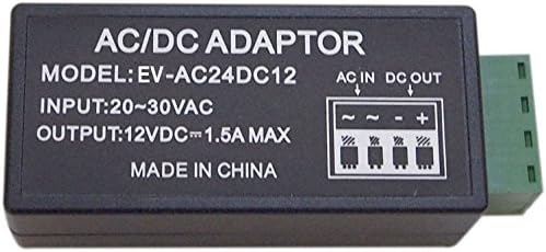 Evertech 24V AC to 12V DC 1.5A Power Converter Adapter for CCTV Security Camera