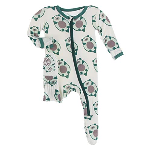 KicKee Pants Print Footie with Zipper, Fitted Long Sleeve Pajamas, Ultra Soft Everyday One-Piece Loungewear, Baby and Kid Clothes for Boys and Girls (Natural Ottercado - 12-18 Months)