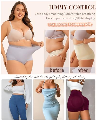 FINETOO Womens Tummy Control Shapewear Underwear High Waisted Seamless Panties Girdle Full Coverage Postpartum Briefs2