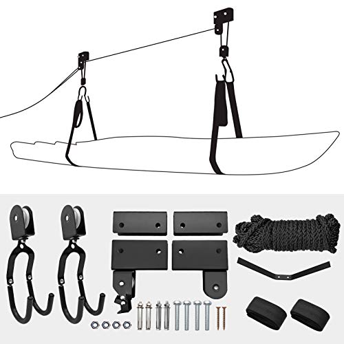 Ejoyous Kayak Ceiling Storage, Kayak Lift with Hanging Pulley System Kayak Ceiling Rack Garage Ceiling Mount for Kayak, Canoe, Bikes, Ladder, Paddleboard