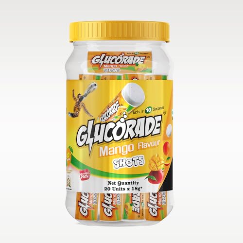 Shots Glucose Energy Tablets | Mango Flavour | Jar pack of 20 Tubes | Glucose Chewable Tablets