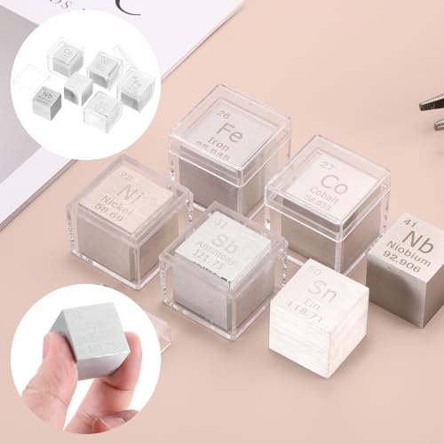 Image of uxcell 1 Inch Antimony Cube High Density Metal Element Cube 2 Pcs | Chemical Elements Collection Science Education Experiment Application Silver