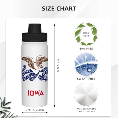 Botella de acero inoxidable con bandera de Iowa de alta resistencia térmica 5