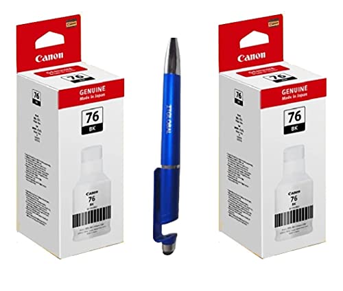 Image of Canon 76 Black Twin Ink Bottles with ITGLOBAL 3in1 Multi-Function Mobile Phone Stand, Stylus Pen, Anti-Metal Texture Rotating Ballpoint Pen (Very Colors) Gi 76 Gi-76 Gi76