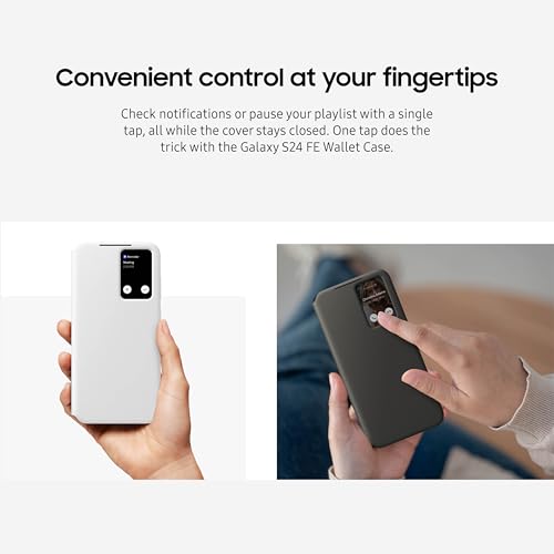 Image of SAMSUNG Galaxy S24 FE Wallet Phone Case Black | Protective Cover, Smart Small Screen View, Finger Tap Control, Slim Design, Card Holder Pocket, US Version