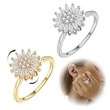 LKJAUOZ 2 Piezas Anillo Giratorio Para Mujer, An-illos Mujer, An illos Abierto Ajustable, Apilables Juego de Ani llos, Anil los de Compromiso Boda Alianzas