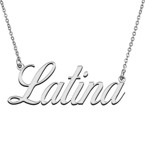 GR859C Personalized Charm Initial Pendant Latina Name Necklace for Women