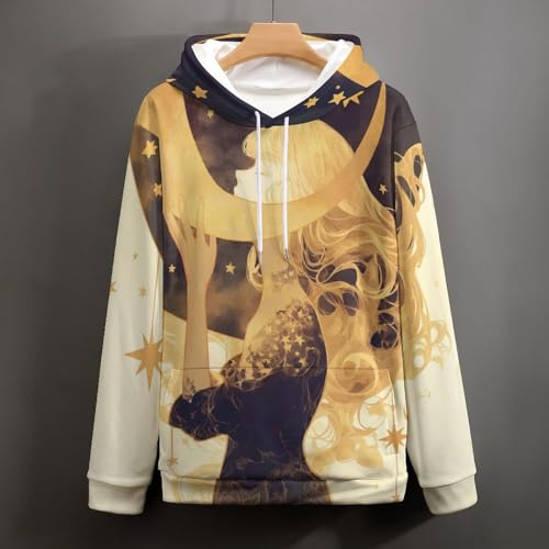 Sweatshirt lune étoile manches longues coupe pullover unisexe taille S