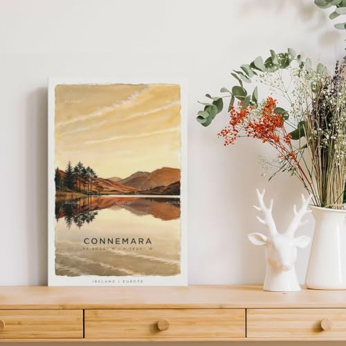 Poster Connemara aquarelle vintage 50x75 cm impression de paysage urbain de style rétro