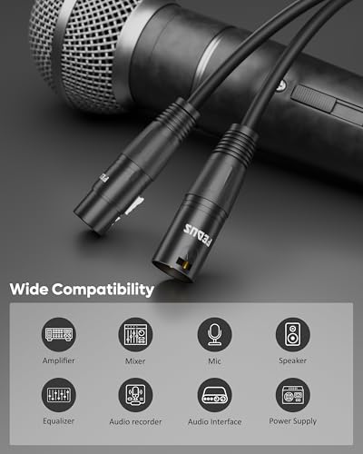 Image of FEDUS StagePro XLR Cable Male to Female 15 Meter, Professional 3 Pin Balanced Microphone Mic Cord, 24AWG Oxygen-Free Copper, Mic Wire, Noise-Free Audio & DMX Wire for Podcast, Stage, Studio Mixer