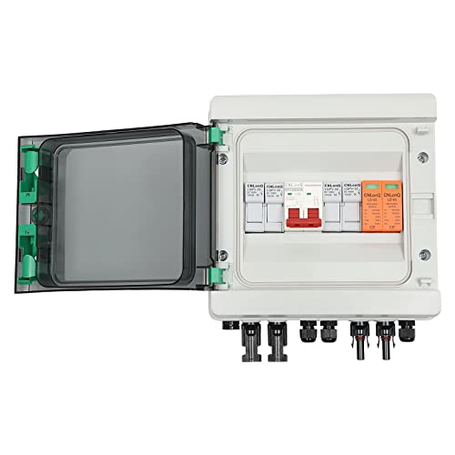 Image of Solar DC String Box, 2 String Solars Combiner Box with 32A Current Fuse PV Combiner Boxes with Surge Protector and DC Disconnect Switch for Solar Panels System (32A 2 in 1 Out)