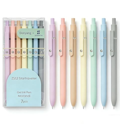 Donyang Gel Pens, 7pcs 0.5mm Black Ink Pens Quick Dry Fine Point Smooth Writing Pens for Journaling Note Taking, Cute Nurse Teacher Work Desk Accessories Office School Supplies Gifts for Women Men