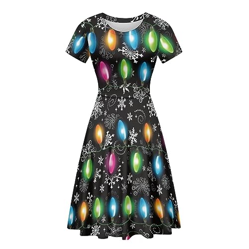 Image of Biyejit Women's Summer Casual Short Sleeve T-Shirt Swing Dress Crew Neck Plus Size S-4XL