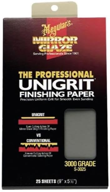 Meguiar's S3025 Professional Unigrit 3000G Sand Paper 5" 1/2 X 9" 25 Sheets