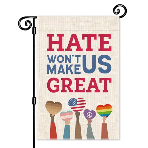 JMYROG Hate Won't Make Us Great Garden Flag, Pride Month Equality Yard Sign