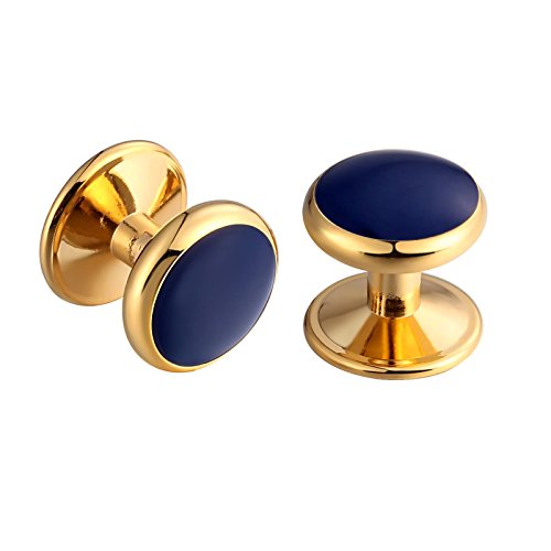 Aienid Tuxedo Studs And Cufflinks Set For Men Stainless Steel Cufflinks Accessories Shirt Business Blue Gold #TOP1