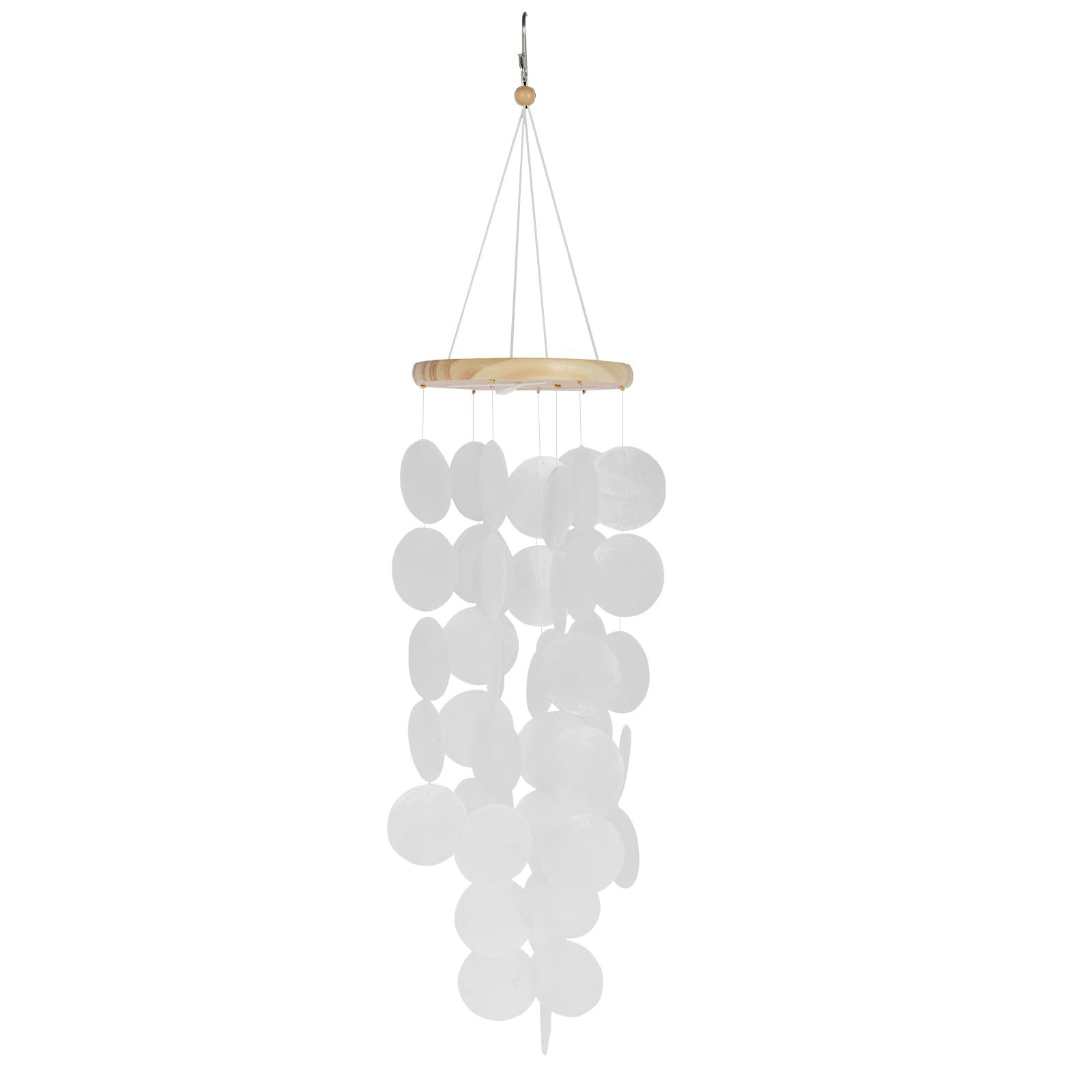 Generic Handmade Seashell Wind Chime, Lightweight Coastal Decoration, Waterproof, Delicate Outdoor Windchimes for Yard Porch, 60cm, White