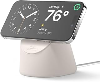 elago MS1 Stojak do ładowania kompatybilny z ładowarką MagSafe, silikonowy, klasy premium, do iPhonea 15, 14, 13, 12, ładowarka nie jest dołączona, kamienny