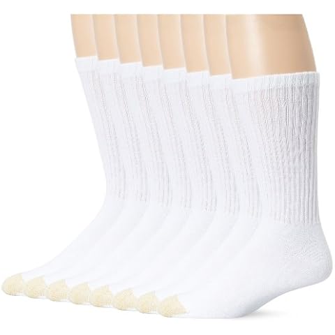 Gold Toe Men's Cotton Crew Socks, 6+2 Bonus Pack, White (8 Pairs), Shoe Size: 6-12 Cover