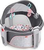 Fisher-Price Portable Bassinet On-The-Go Baby Dome, Travel Play Space with Developmental Newborn Toys & Canopy, Rosy Windmill