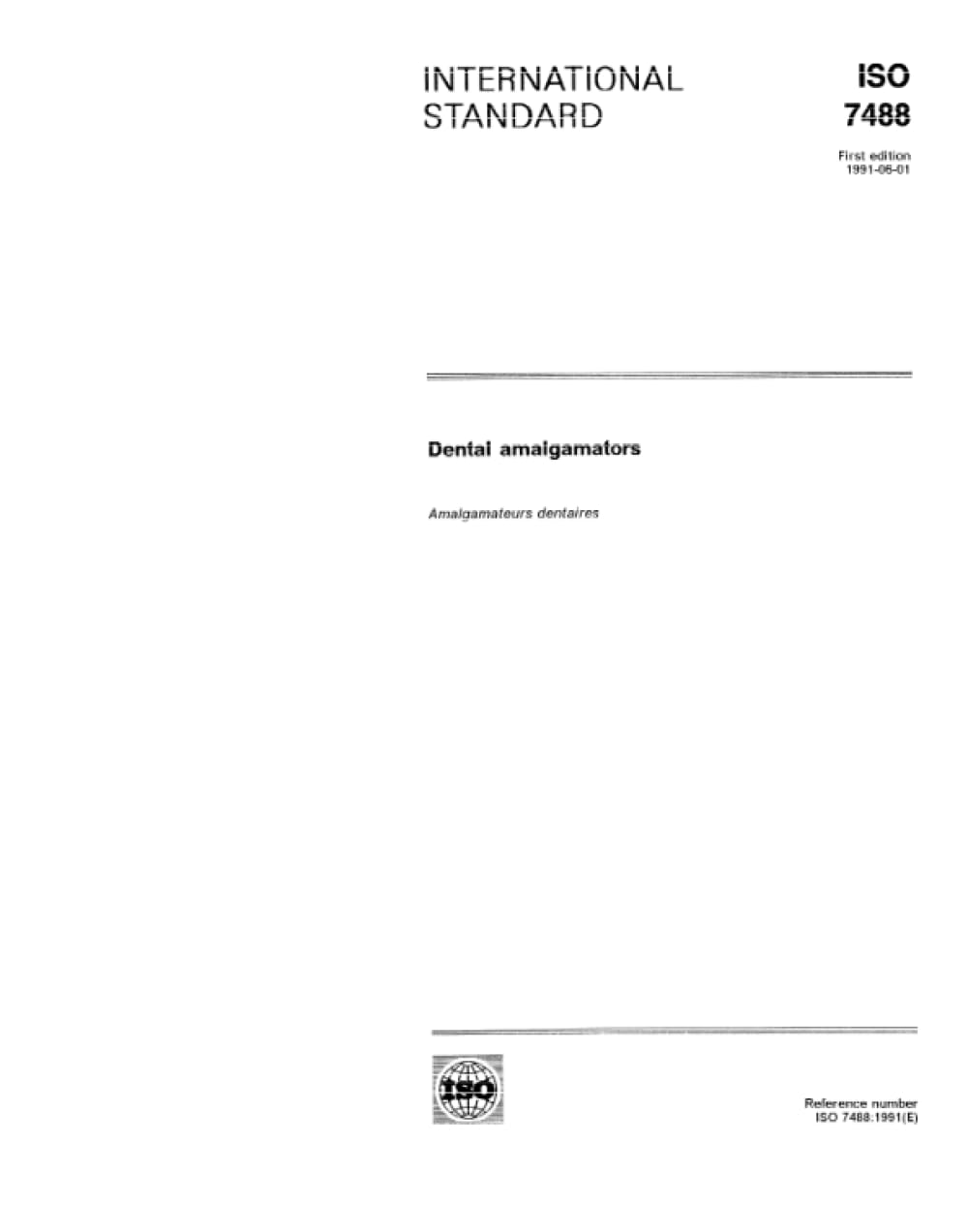ISO 7488:1991, Dental amalgamators      Paperback – August 23, 2007