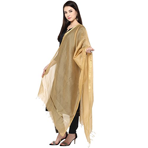Women's Plain Gold Blended Silk Dupatta
